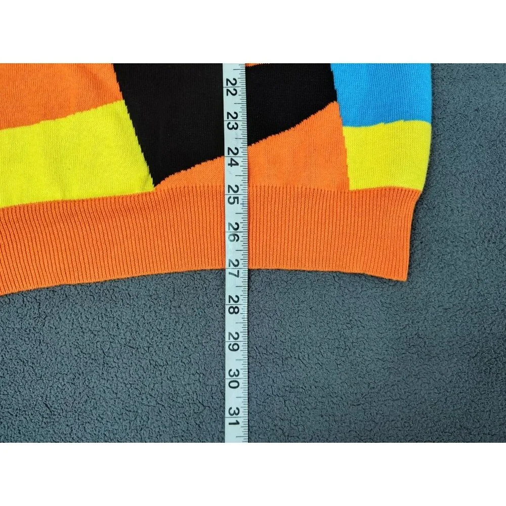 NWOT Oxknit Womens Psychedelic Cat Sweater Sz (L) Colorful Mod Long Sleeve Retro - Picture 5 of 7